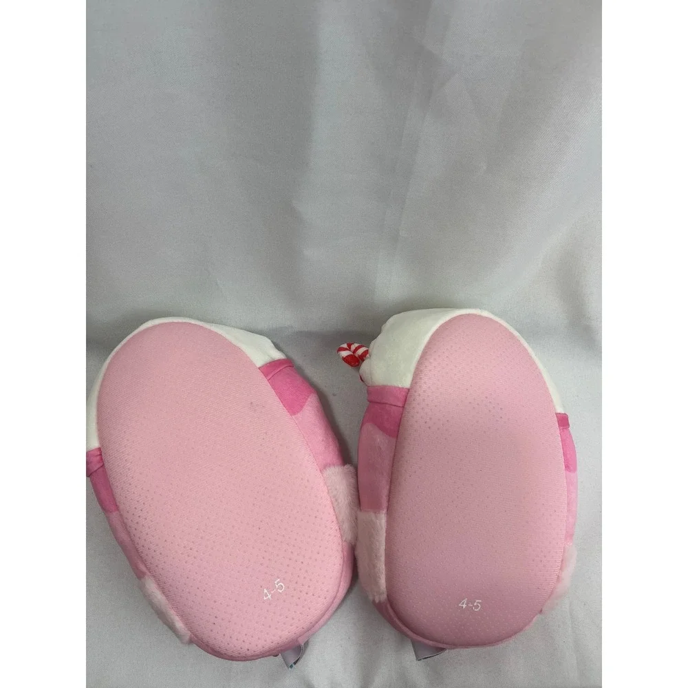 Squishmallows Peppermint Hot Cocoa Pink Plush Slippers Kids Size 4/5 New
